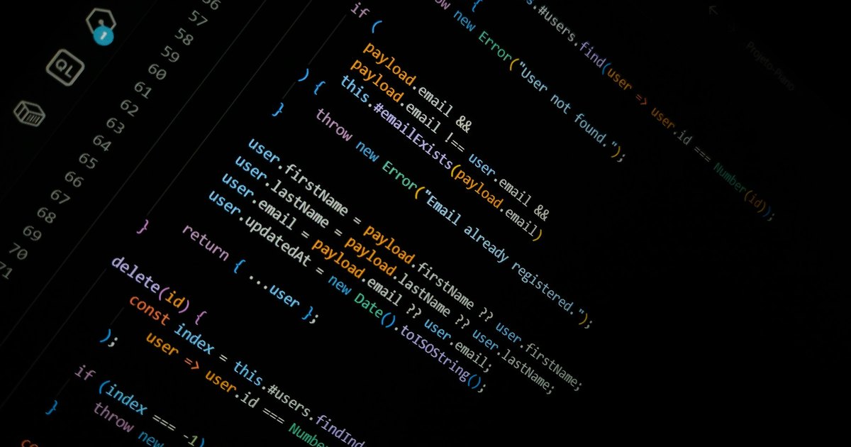 Computer code on a dark screen