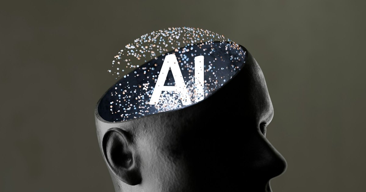Abstract human profile with artificial intelligence imagery