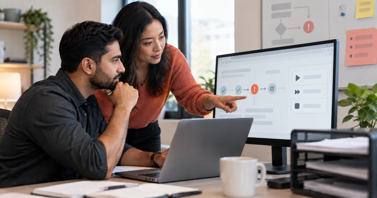Operations staff reviewing a paused automation exception and its available recovery paths