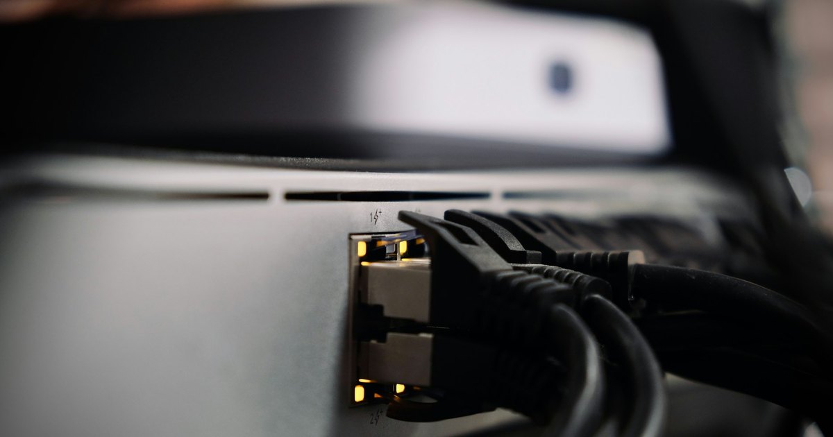Ethernet cables connected to network hardware