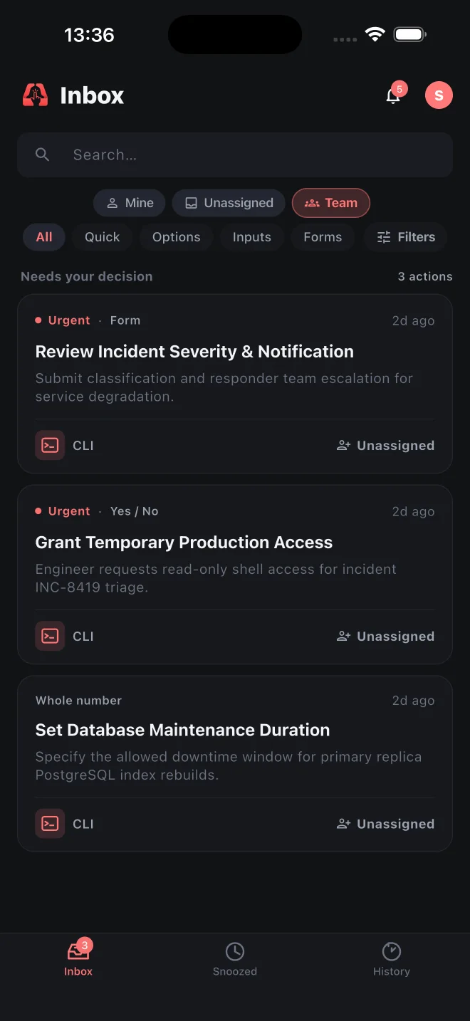 ActionBox iPhone inbox in dark mode